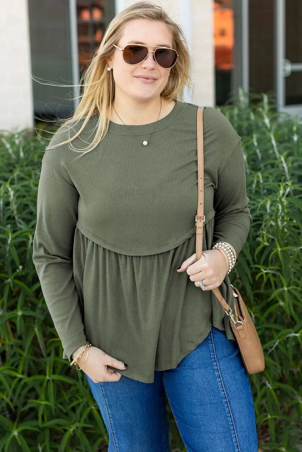 Mist green plus size babydoll top - Love Salve